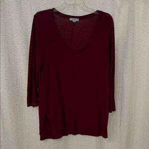 Deep Wine V-Neck Long Sleeve Tunic